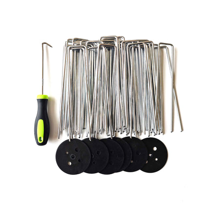 CGAIBE 6 inch galvanized landscape staples for secure ground fastening.