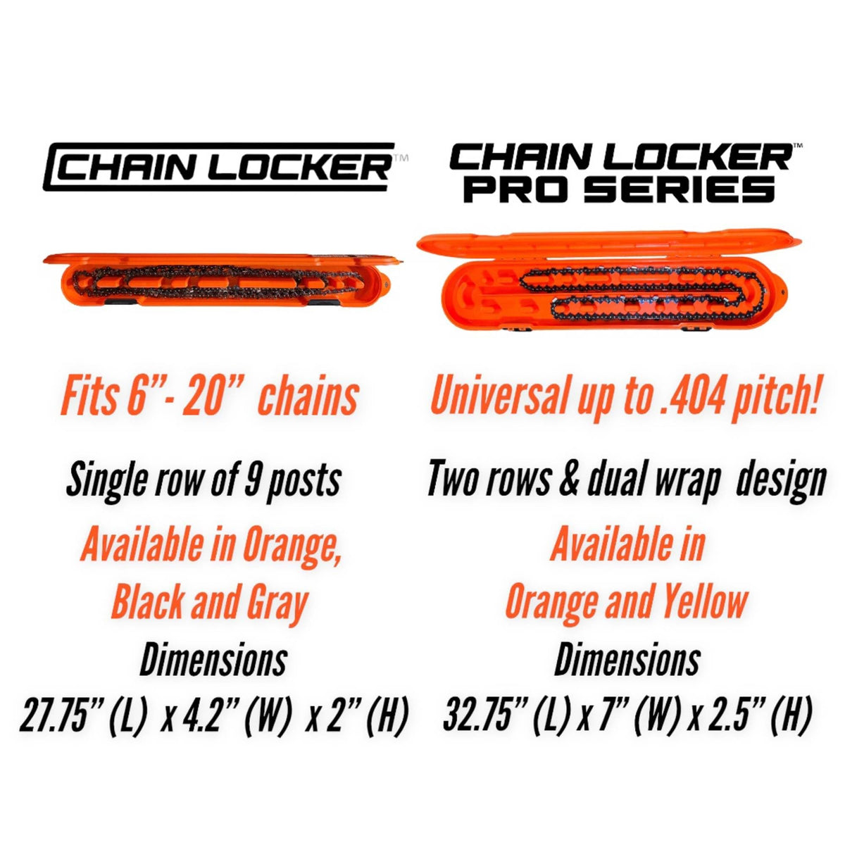 Chain Locker Pro Series portable case stores twenty chains plus extra tools.