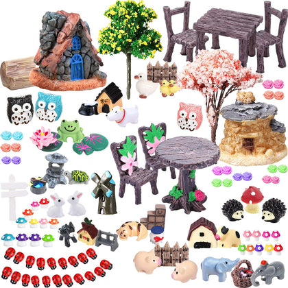 CHAKANLX 108-piece fairy garden kit for enchanting plant displays.