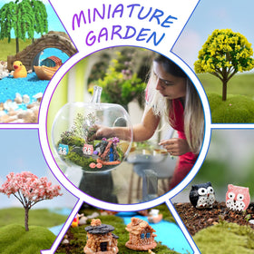CHAKANLX owls and rabbits miniatures create cozy garden scenes.