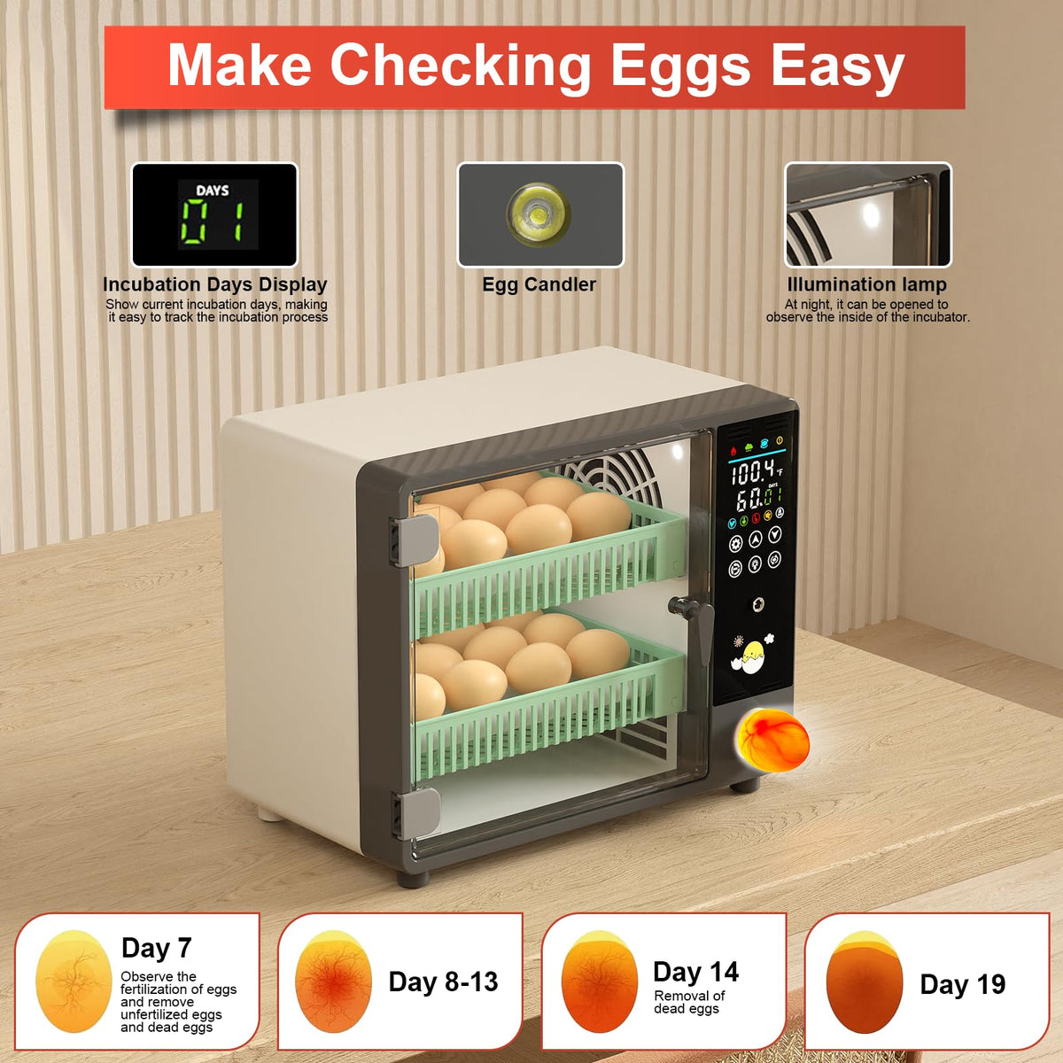 Chalixion removable rollers spacing adapts to egg sizes.