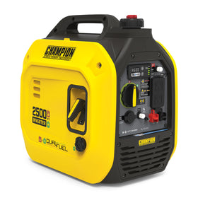 Champion 2500-watt dual fuel inverter generator, ready to power on out of the box.