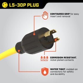 Champion 48034 125-volt extension powers devices away from the generator.