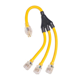 Champion Power Equipment adapter converts a locking plug to three household outlets for flexible power