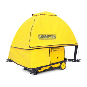 Champion Storm Shield cover side view protecting the inverter during wind