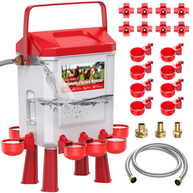 CHAMUTY float-controlled waterer shows 3-gallon capacity for fewer refills