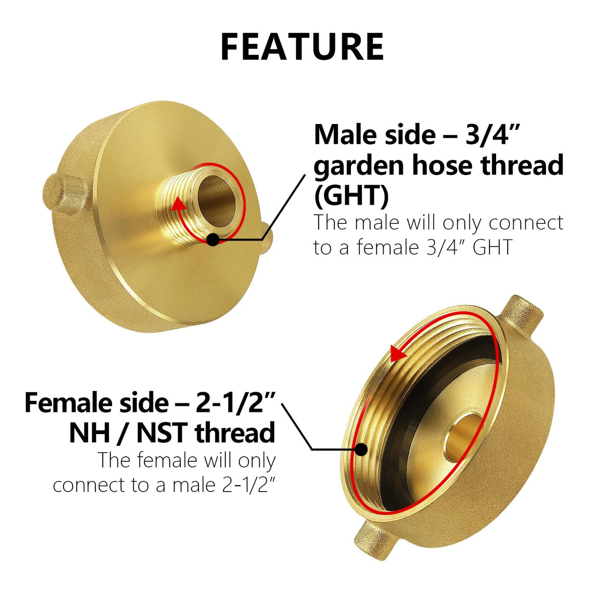 ChangTa brass adapter with 3/4 GHT male end for reliable garden hose compatibility.