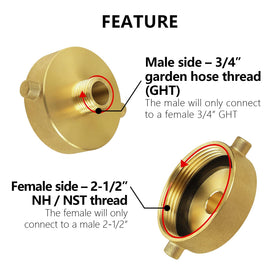 ChangTa brass adapter with 3/4 GHT male end for reliable garden hose compatibility.