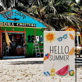 CHAOMENGMENG Hello Summer flag beach yard setup for welcoming outdoor spaces