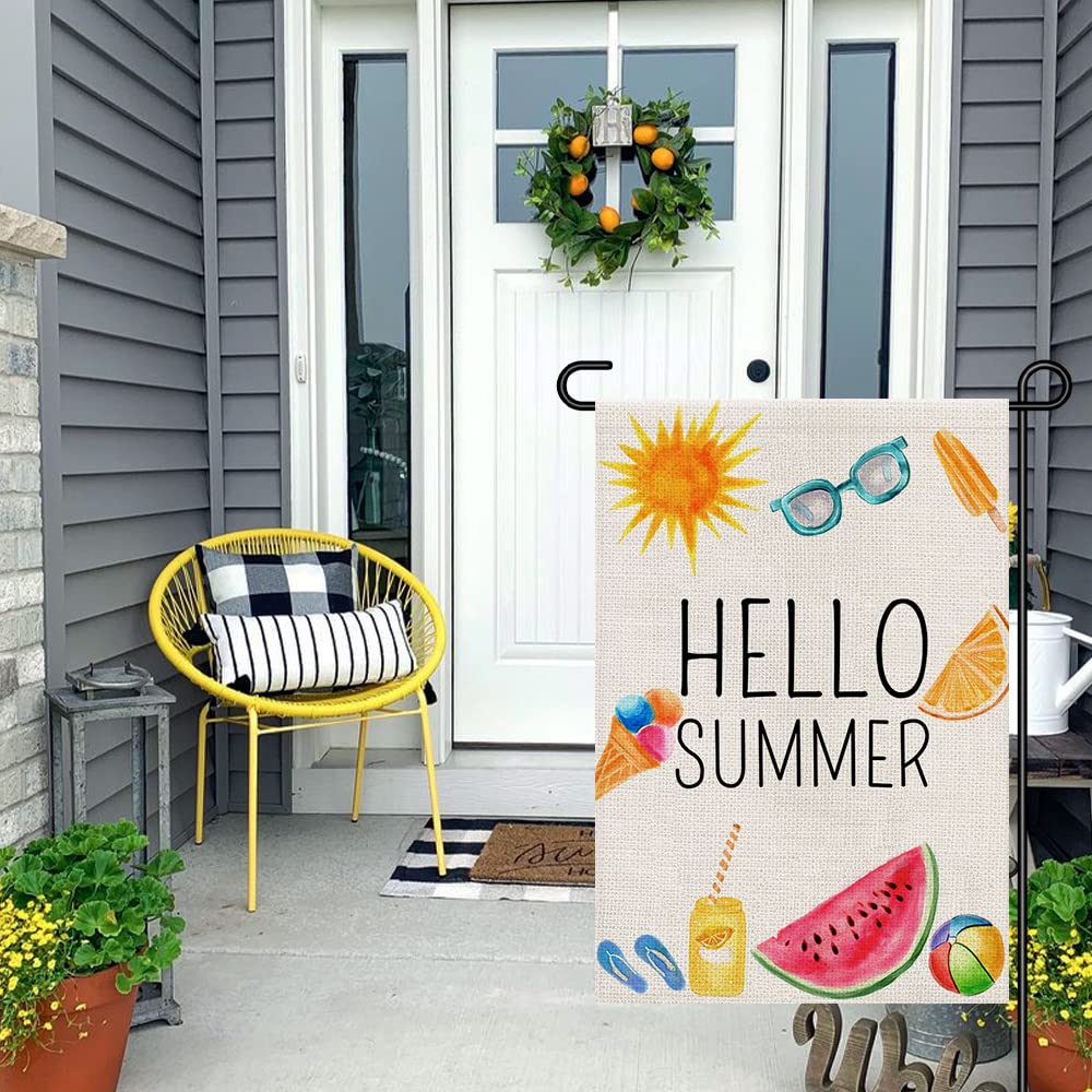 CHAOMENGMENG Hello Summer flag wind-swaying in sunlight for breezy porch vibes