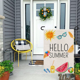 CHAOMENGMENG Hello Summer flag wind-swaying in sunlight for breezy porch vibes