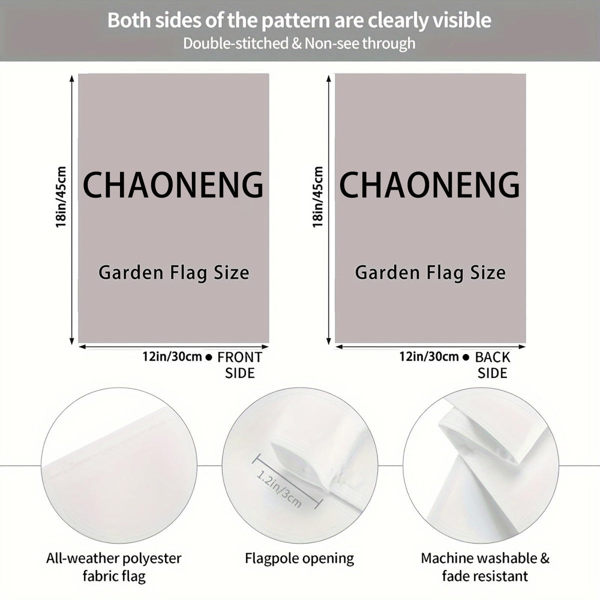 Chaoneng flag back view shows mirrored artwork for full visibility
