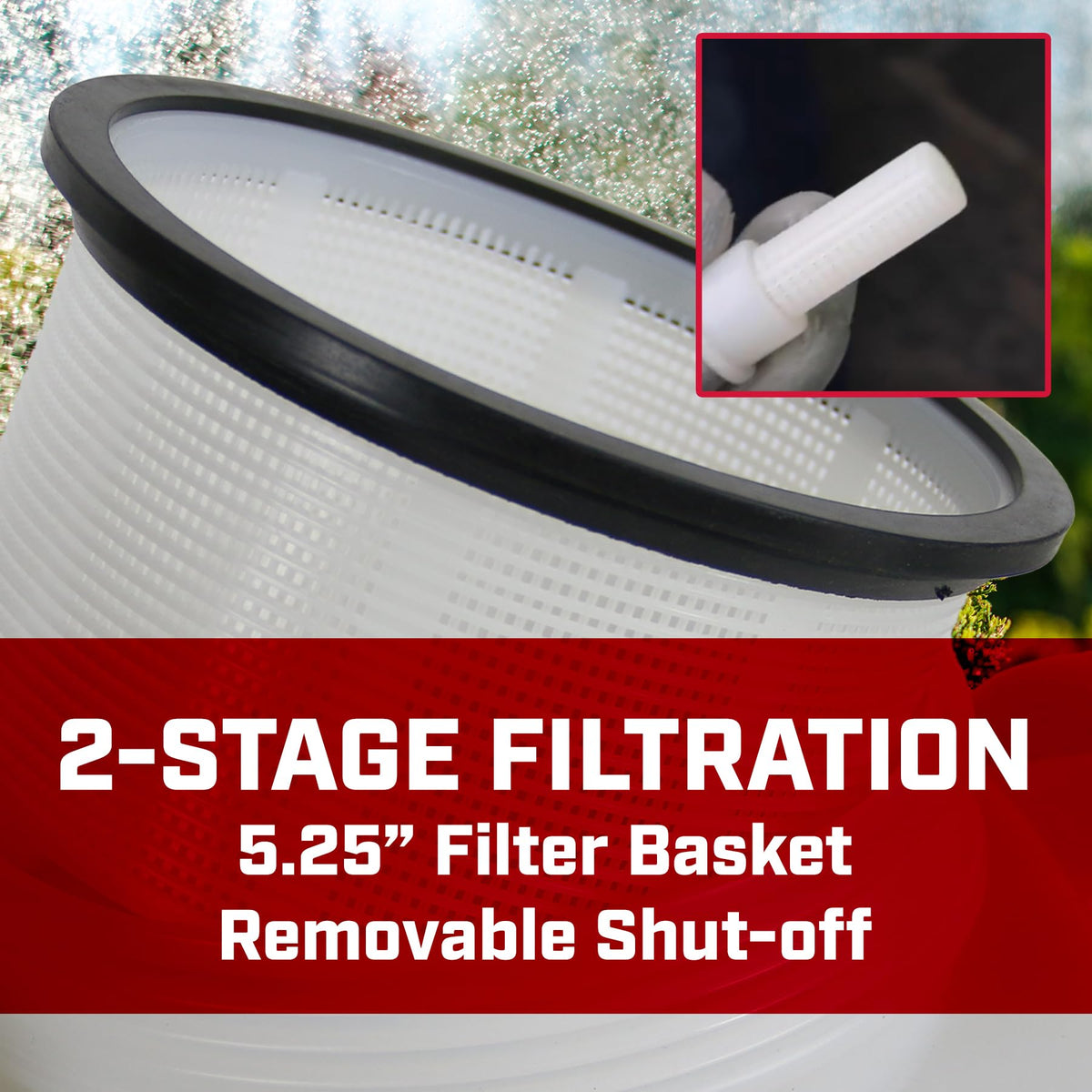 Reinforced hose and two-stage filtration reduce clogs