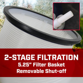 Reinforced hose and two-stage filtration reduce clogs