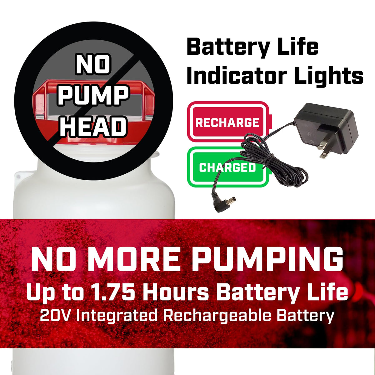 Integrated 20V battery in Chapin 27504 for cordless spraying
