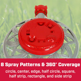 Chapin 4998 sprinkler with decorative metal base illustrating stability.