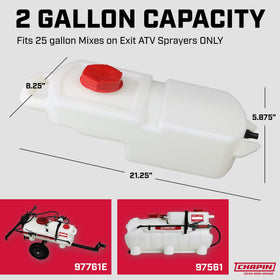 Chapin International concentrate tank for different chemicals enables versatile ATV spraying tasks.
