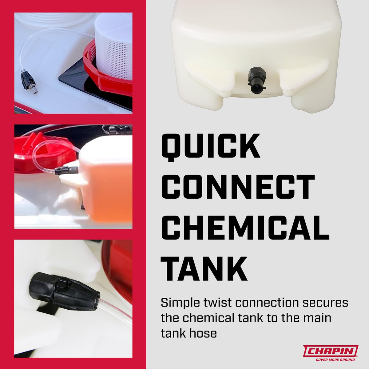 Chapin International translucent tank design supports monitoring concentrate levels at a glance.
