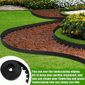 Chapou flexible edging can be cut to length for straight or curved garden shapes.