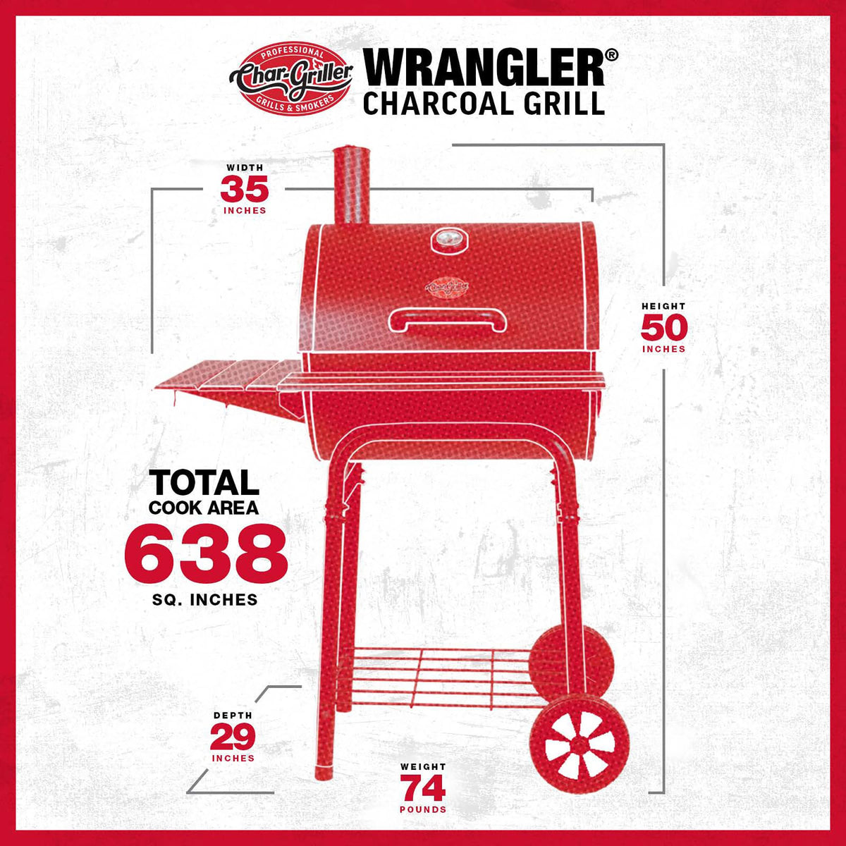 Char-Griller Wrangler shelves with utensil hooks for organized grilling