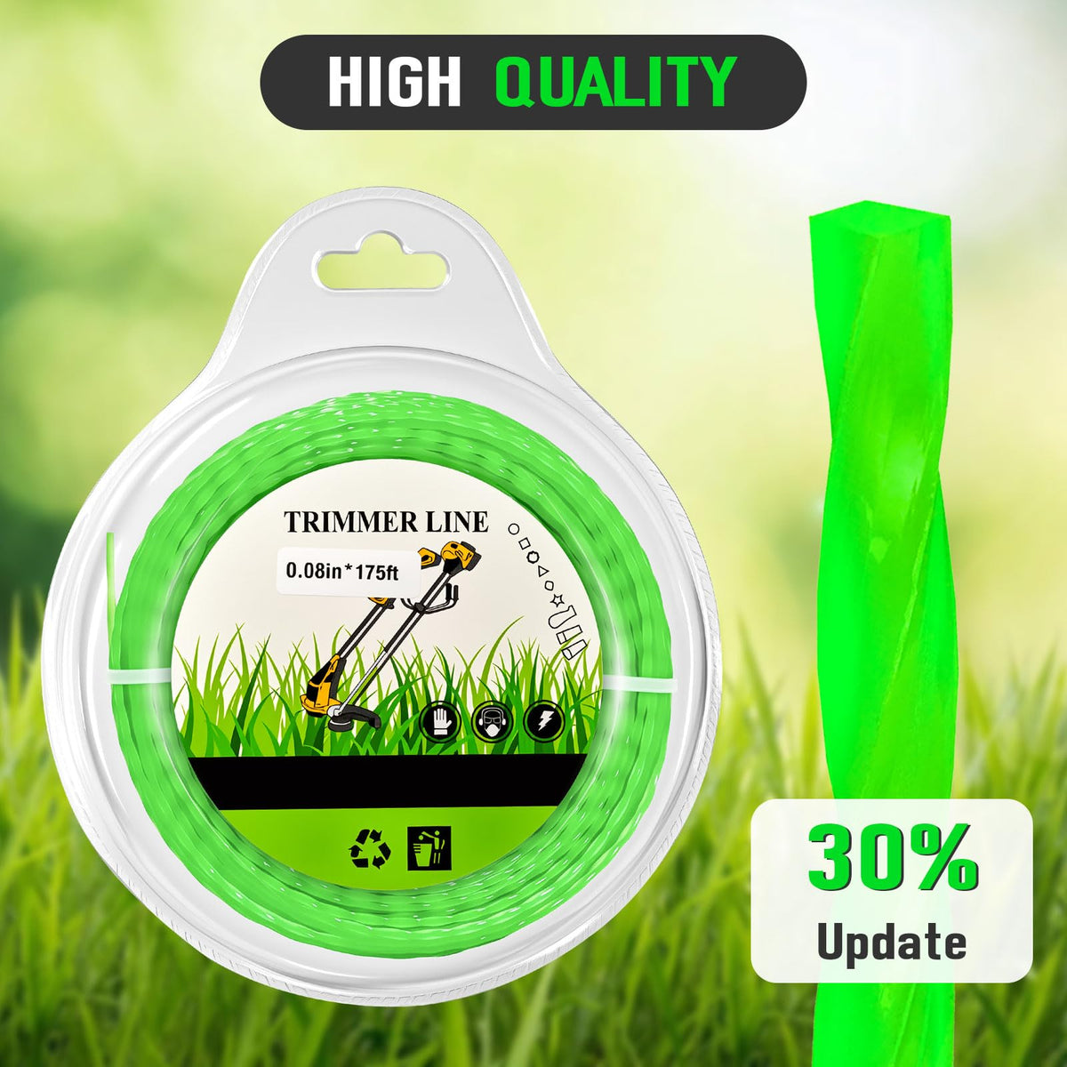 CHAR YONG anti-abrasion trimmer line minimizes snagging during heavy weeds