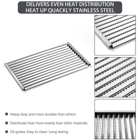 Charbrofire cast iron grates included with 17-inch size for even searing surfaces