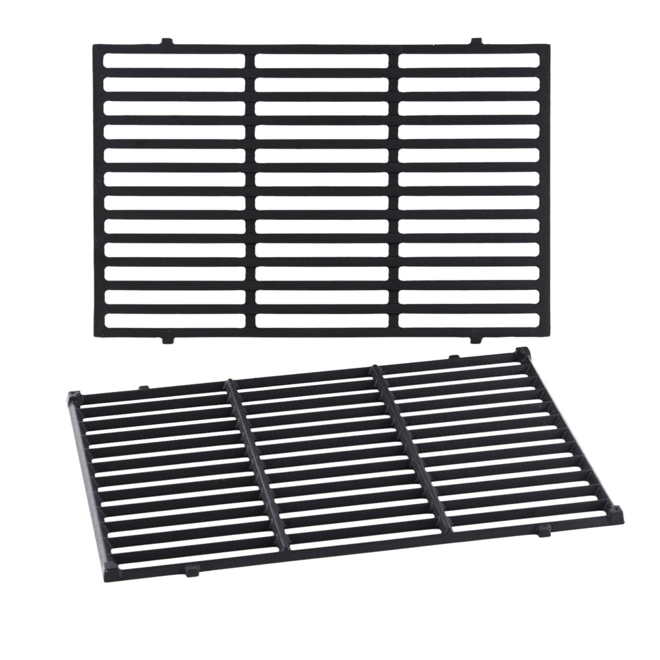 Charbrofire Genesis 300 cast iron grates, two-piece set, for even searing and durable performance.