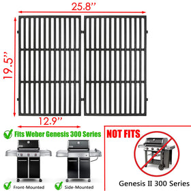 Close-up of heavy-duty cast iron rods on Charbrofire Genesis 300 grates.