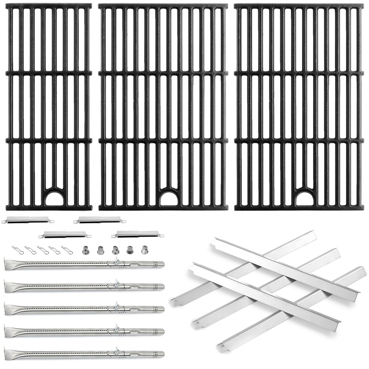 Charbrofire grill grates assembly shows durable matte enamel cast iron for even heating.