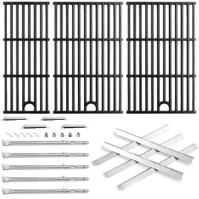 Charbrofire grill grates assembly shows durable matte enamel cast iron for even heating.