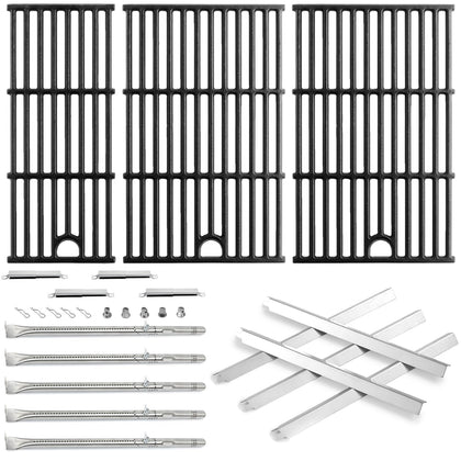 Charbrofire grill grates assembly shows durable matte enamel cast iron for even heating.