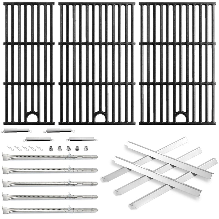 Charbrofire grill grates assembly shows durable matte enamel cast iron for even heating.
