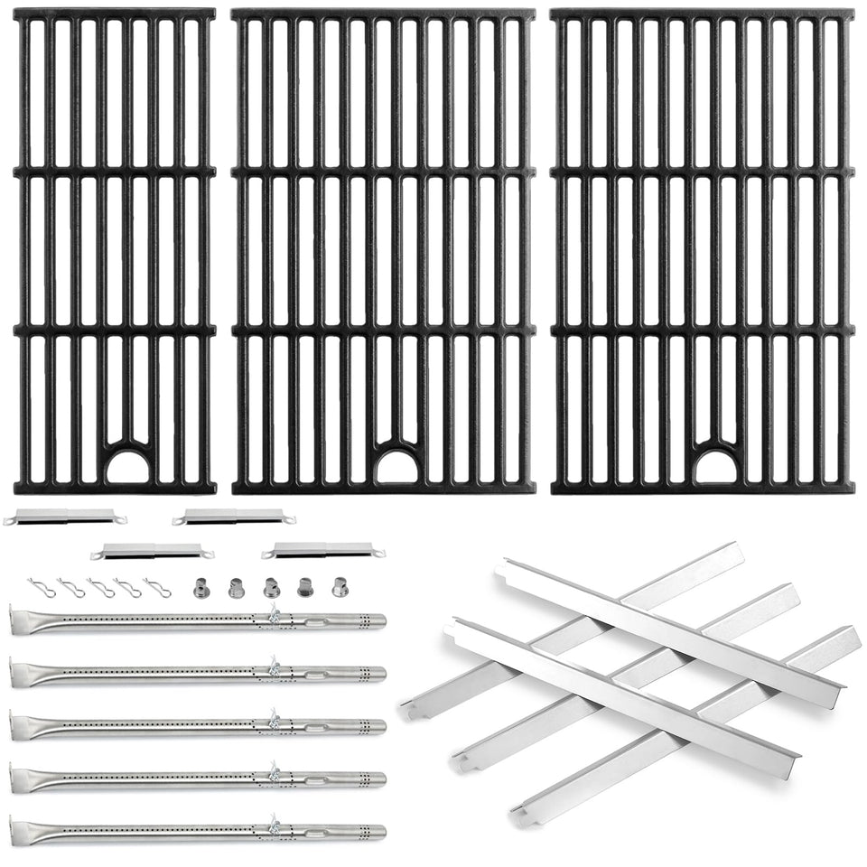 Charbrofire grill grates assembly shows durable matte enamel cast iron for even heating.