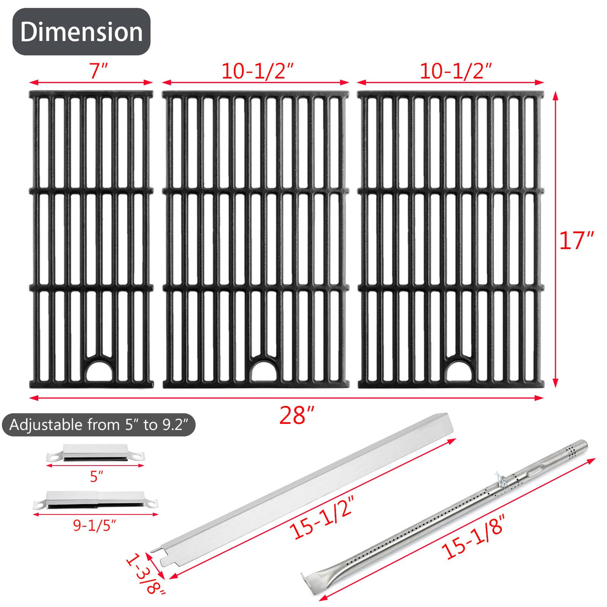 Charbrofire large and narrow grill grates ensure high heat and even cooking.
