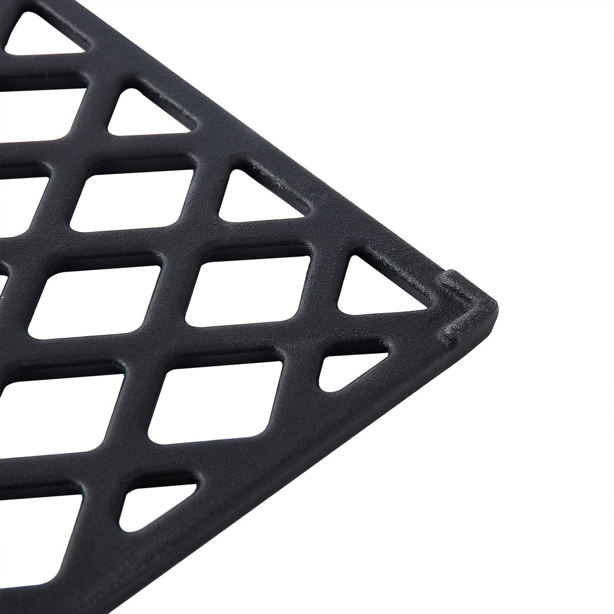 Charbrofire cast iron grate yields strong grill marks for searing