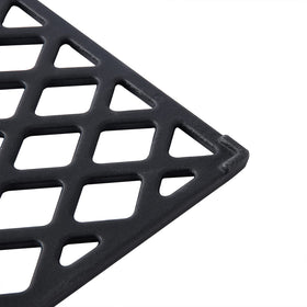 Charbrofire cast iron grate yields strong grill marks for searing