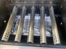 Charbrofire stainless heat shields protect burners for durable performance