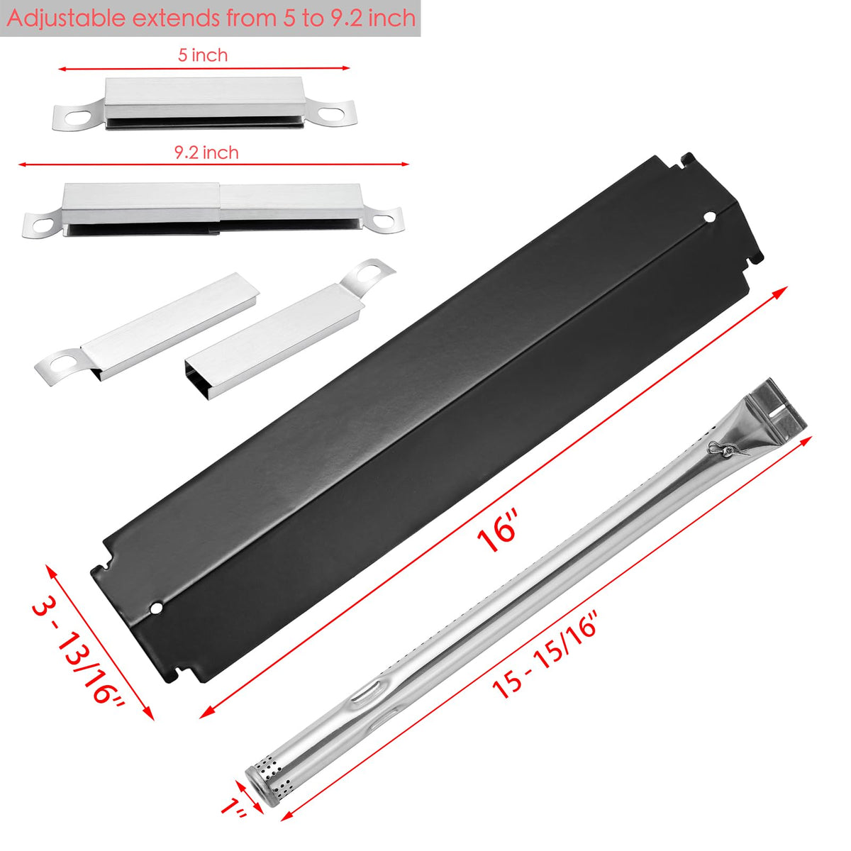 Charbrofire stainless steel tube burners showing durable replacement parts