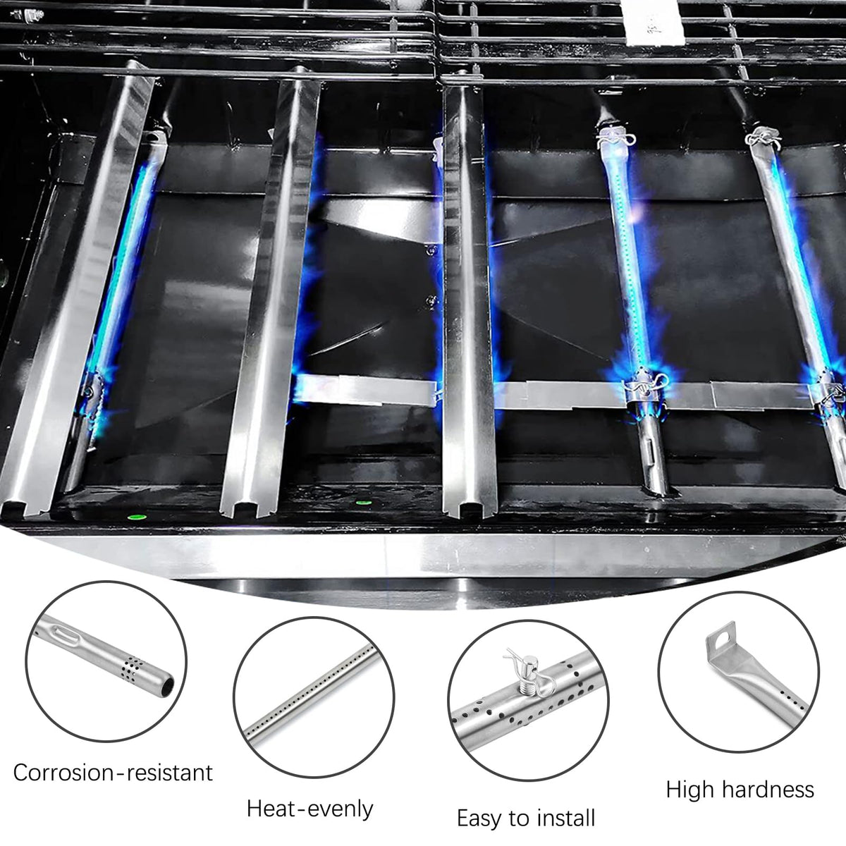 Charbrofire tube burner 15-1/8 inch delivers consistent flame for reliable searing.