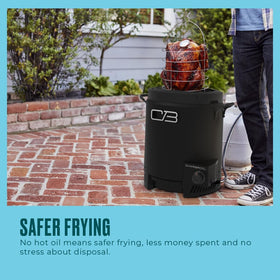 Charbroil Big Easy shows 16-pound turkey capacity for large meals.