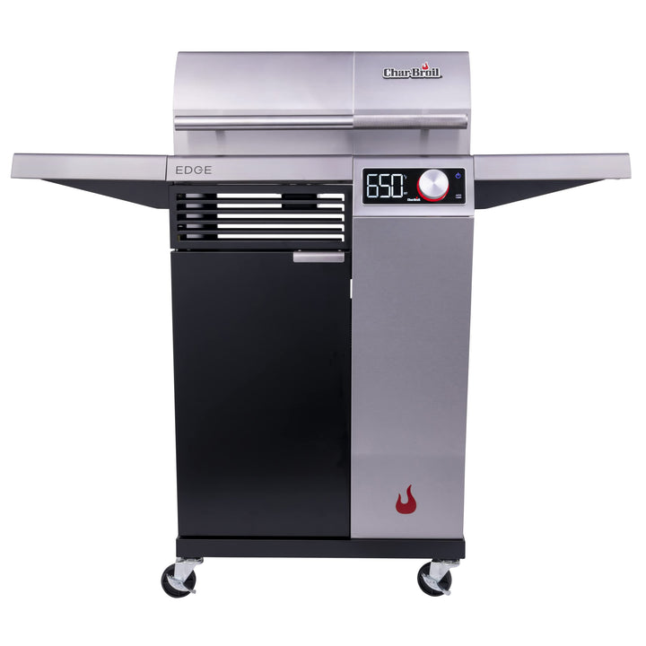 Char-Broil Edge Electric Grill front view showing a sleek, compact patio-friendly design.
