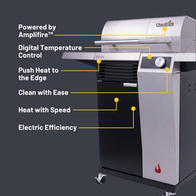 Char-Broil Edge Electric Grill preheating quickly to speed weeknight cooking.