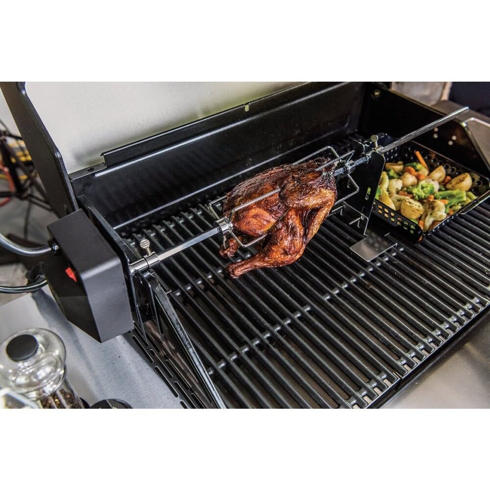 Charbroil four-prong meat hooks secure roasts and poultry on the spit