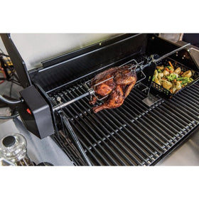 Charbroil four-prong meat hooks secure roasts and poultry on the spit