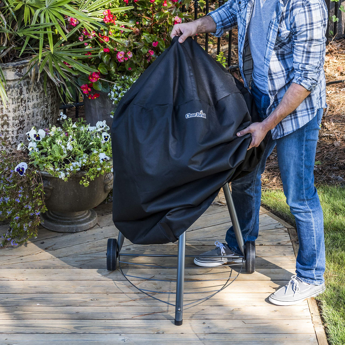 Char-Broil Kettleman cover dimensions 36.4in x 32.2in x 31.8in for a snug fit