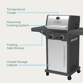 Charbroil Performance Series porcelain-coated grates deliver even sear and rust resistance.