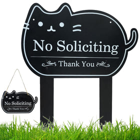 CHARFINE No Soliciting Sign with cat front door illustration for privacy and curb appeal