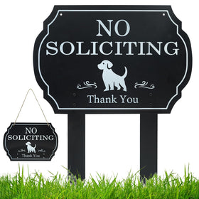 CHARFINE No Soliciting Sign with dog illustration for house enhances curb appeal