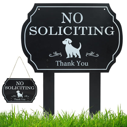 CHARFINE No Soliciting Sign with dog illustration for house enhances curb appeal