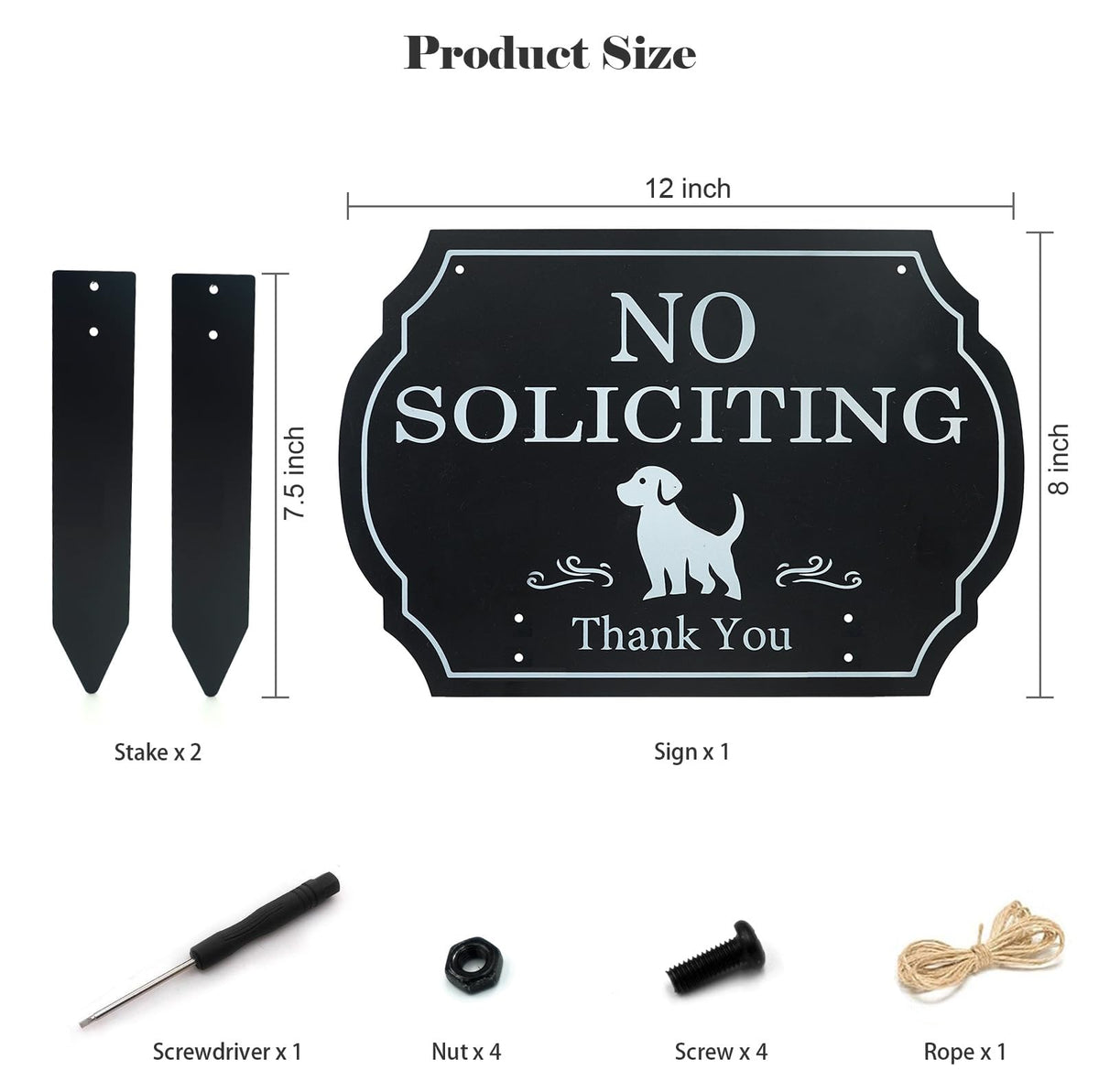 CHARFINE metal no soliciting sign for front yard withstands weather